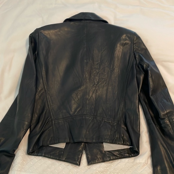 Aqua by Bloomingdale’s Black Leather Moto Jacket - Picture 9 of 12